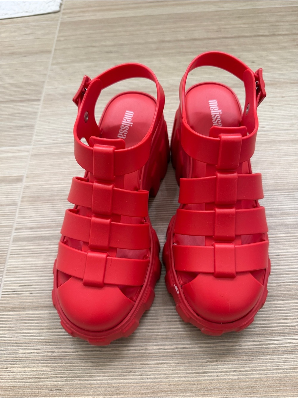 Melissa Kids Bold Red Jelly Cage Sandals